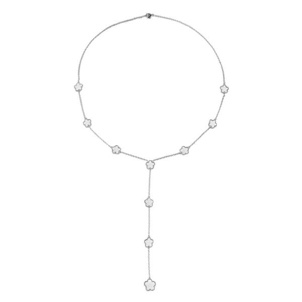 MOTHER OF PEARL CLOVER LARIAT NECKLACE