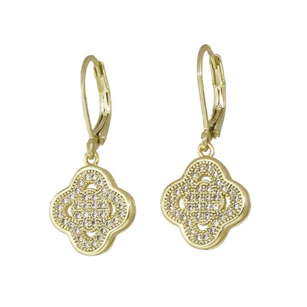 GOLD PLATED CLOVER CZ EARRING