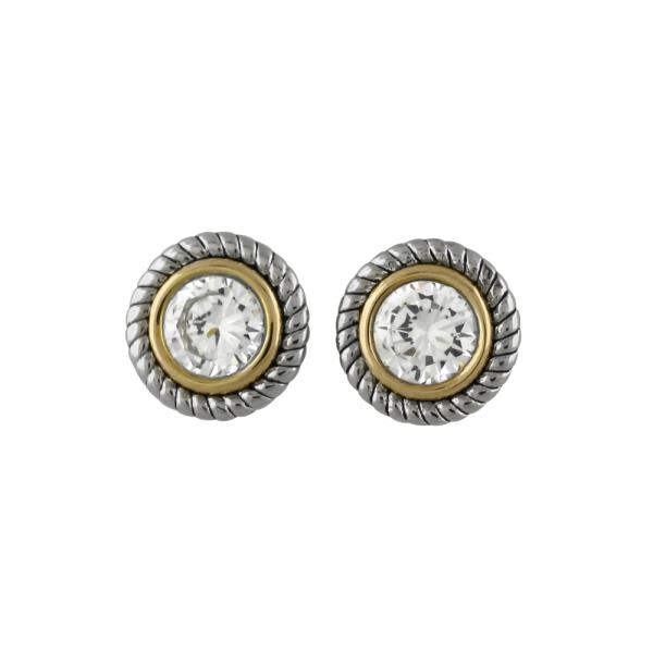 TWO TONE CLEAR CZ EARRING