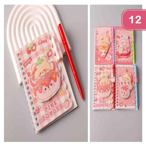 BEAR DESSERT NOTEBOOK PEN SEST (12 UNITS)