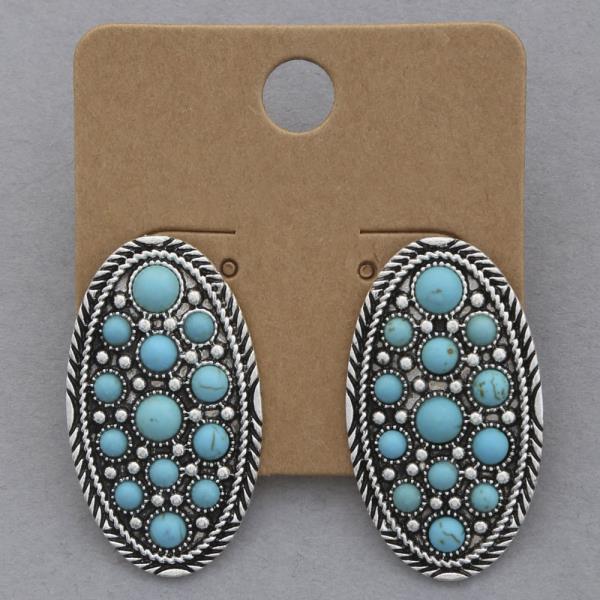 WESTERN STYLE OVAL EARRING