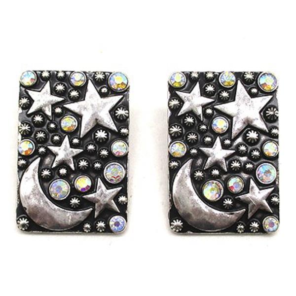 WESTERN STYLE MOON AND STAR EARRING