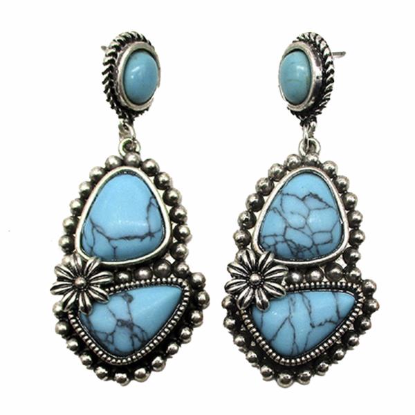 WESTERN STYLE TQ STONE DANGLE EARRING