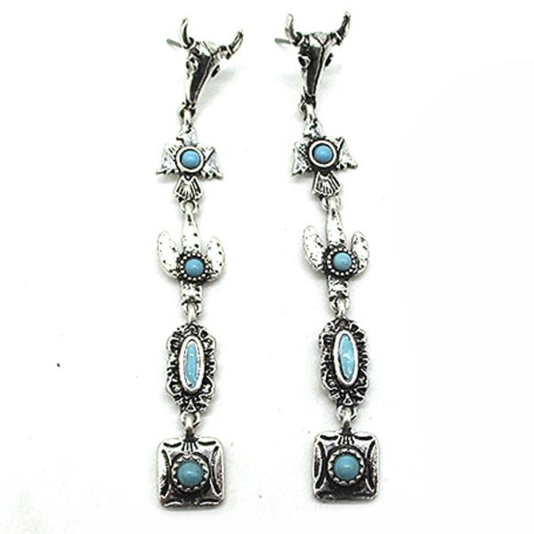 WESTERN STYLE TQ STONE DANGLE EARRING