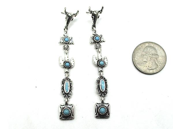 WESTERN STYLE TQ STONE DANGLE EARRING