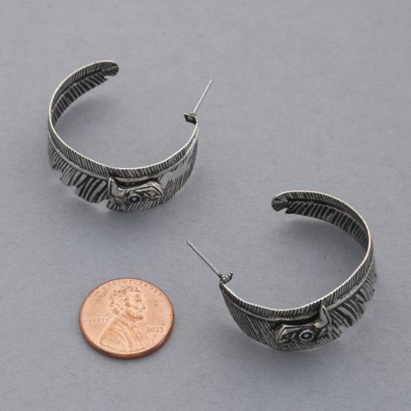 WESTERN STYLE COWBOY BOOT FEATHER OPEN HOOP EARRING