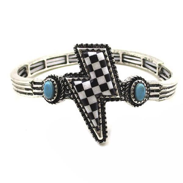 WESTERN STYLE TQ STONE LIGHTNING STRETCH BRACELET