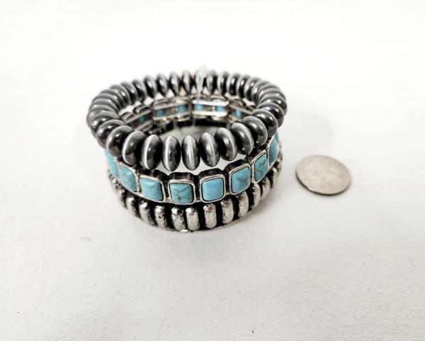 WESTERN STYLE TQ STONE STRETCH BRACELET