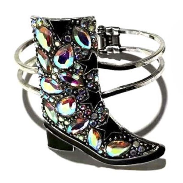 WESTERN STYLE BOOTS RHINESTONE HINGED BRACELET