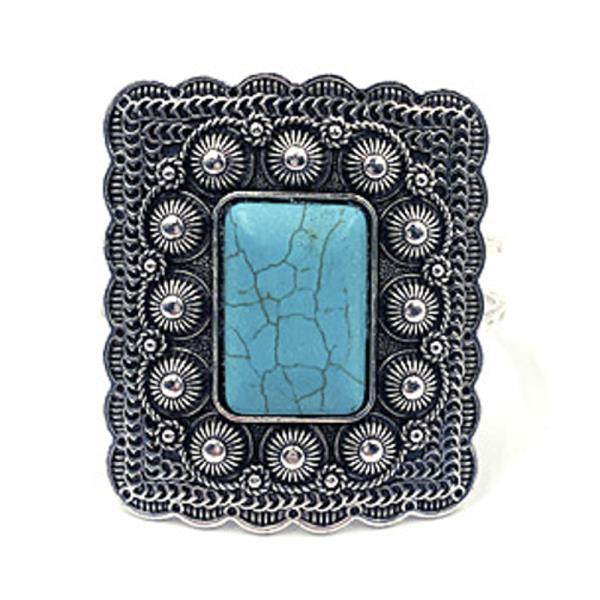 WESTERN STYLE TQ STONE CUFF BRACELET