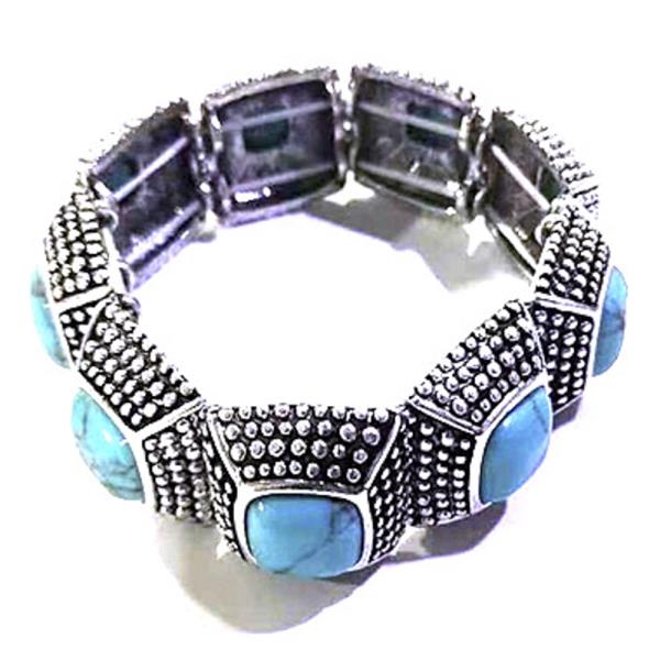 WESTERN STYLE TQ STONE STRETCH BRACELET