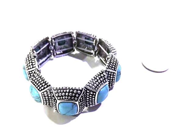 WESTERN STYLE TQ STONE STRETCH BRACELET