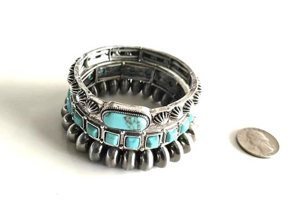 WESTERN STYLE TQ STONE STRETCH BRACELET