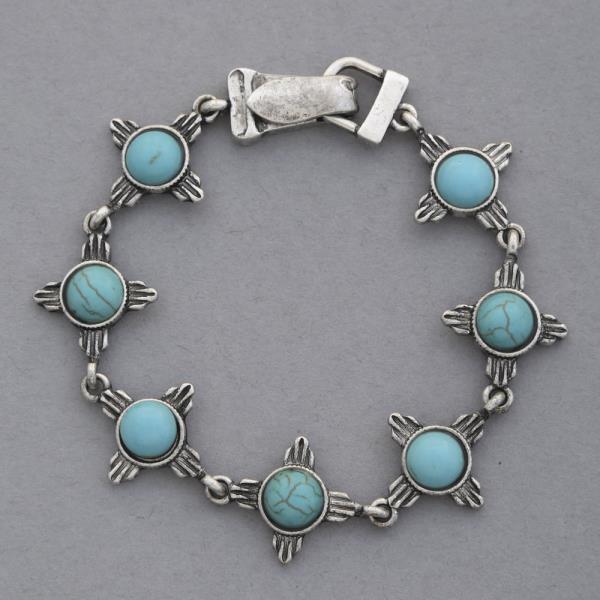 WESTERN STYLE TURQUOISE BEAD METAL BRACELET