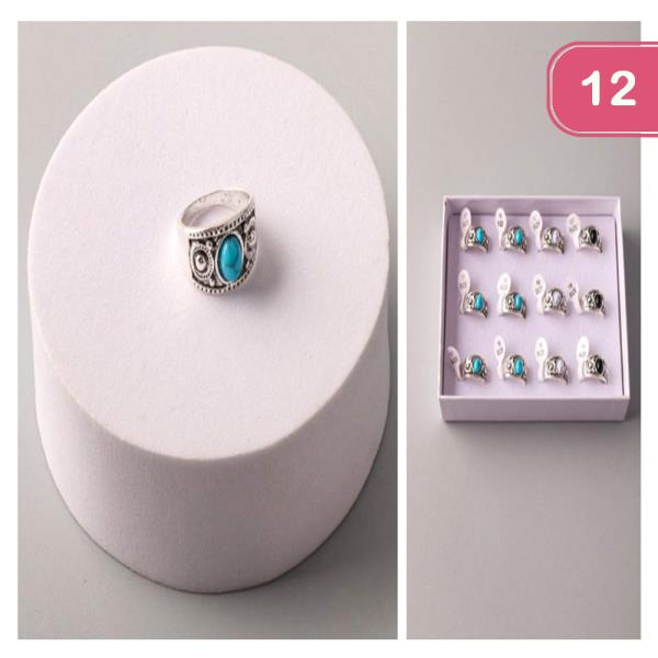 TURQUOISE ANTIQUE TRIBAL RING (12 UNITS)