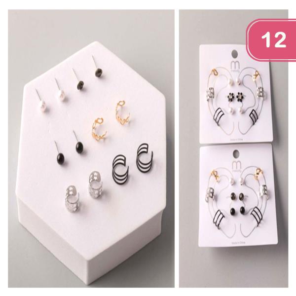 SYMMETRICAL MIX CUFF EARRING SET (12 UNITS)