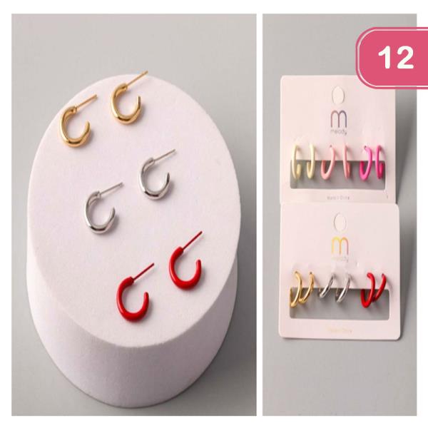 MIXED HUGGIE EARRING SET (12 UNITS)