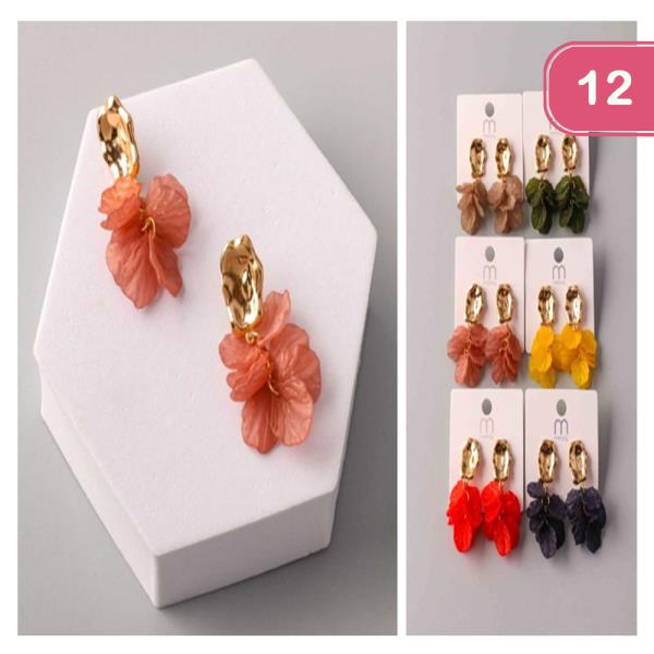 PETAL TASSEL HAMMERED EARRING (12 UNITS)