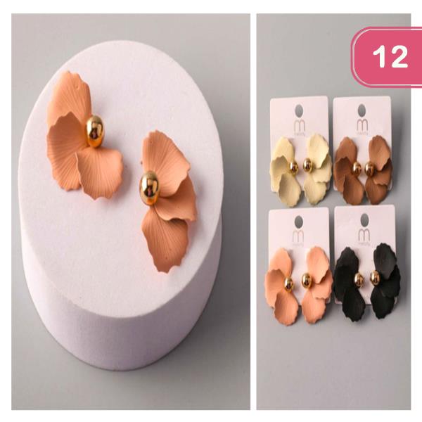 PAINTED SYMMETRIC TRIPLE PETAL EARRING (12 UNITS)