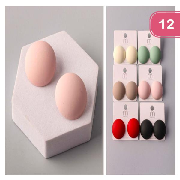 PAINTED ROUND BUTTON EARRING (12 UNITS)