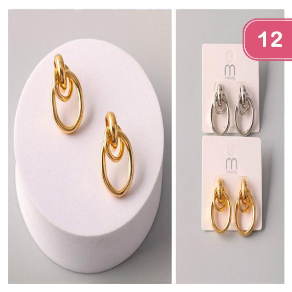 LONG SHORT RING DOOR KNOCKER EARRING (12 UNITS)