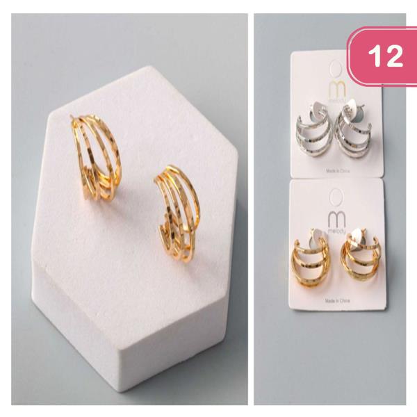 FOUR BAND CRESCENT WRAP EARRING (12 UNITS)