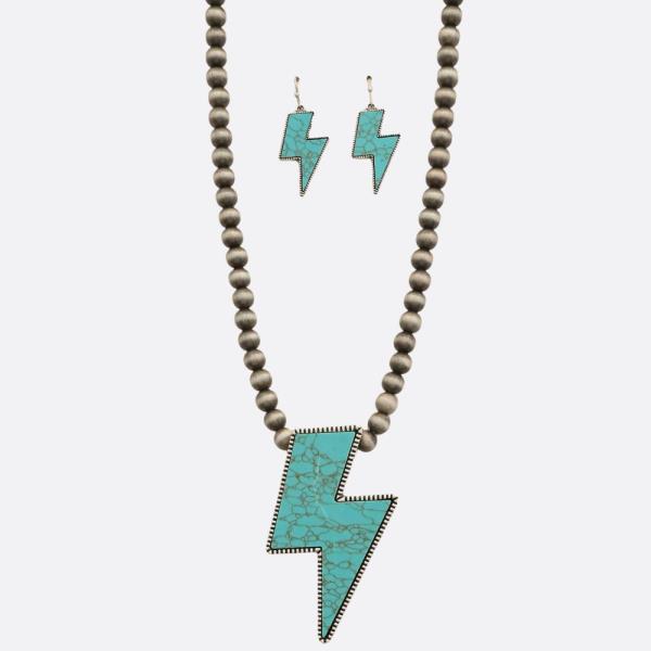 WESTERN STYLE LIGHTNING BOLT BEADED NECKLACE