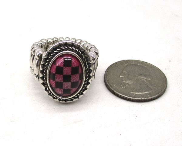 WESTERN CHECKER ROUND WIDE RING