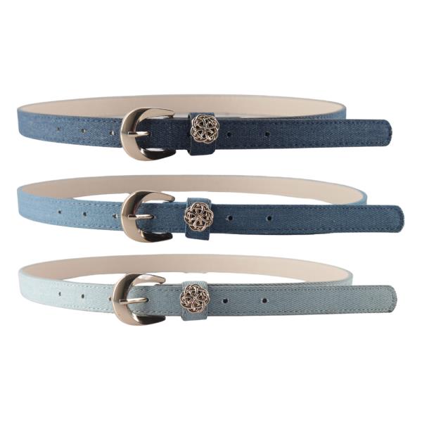 DENIM FLOWER BELT 3 PC SET