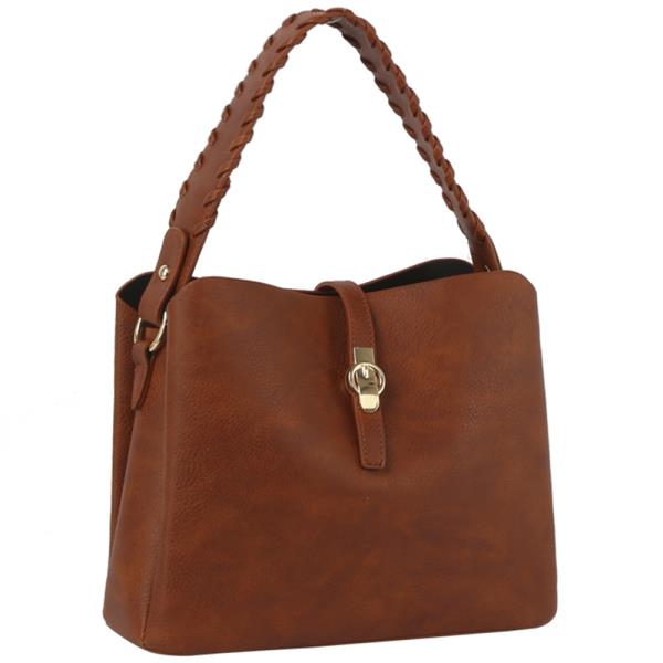 BUCKLE FLAP SHOULDER SATCHEL BAG