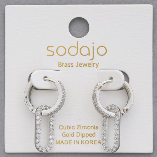 SODAJO CZ HOOP OVAL LINK GOLD DIPPED EARRING