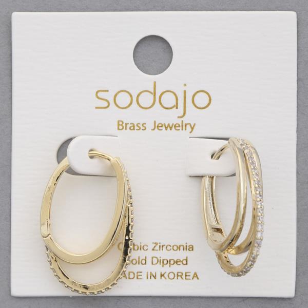 SODAJO CZ TRIPLE HOOP GOLD DIPPED EARRING