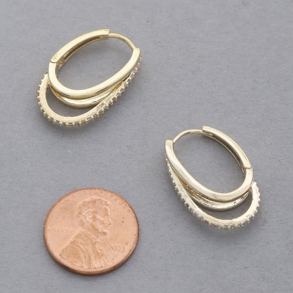 SODAJO CZ TRIPLE HOOP GOLD DIPPED EARRING