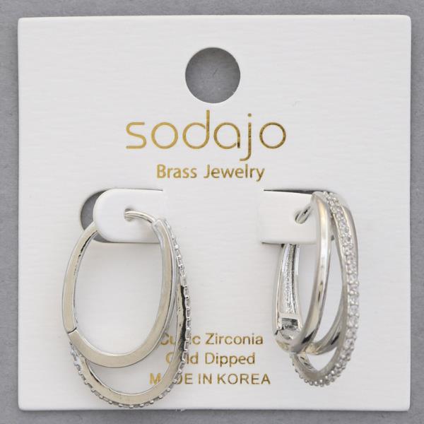 SODAJO CZ TRIPLE HOOP GOLD DIPPED EARRING