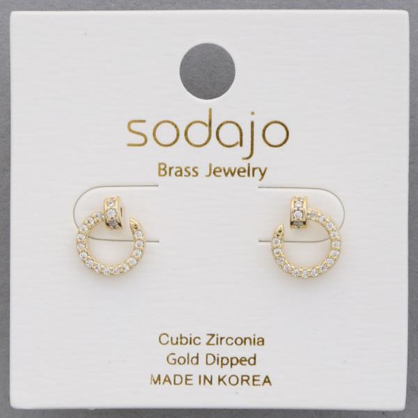 SODAJO CZ NAIL GOLD DIPPED STUD EARRING