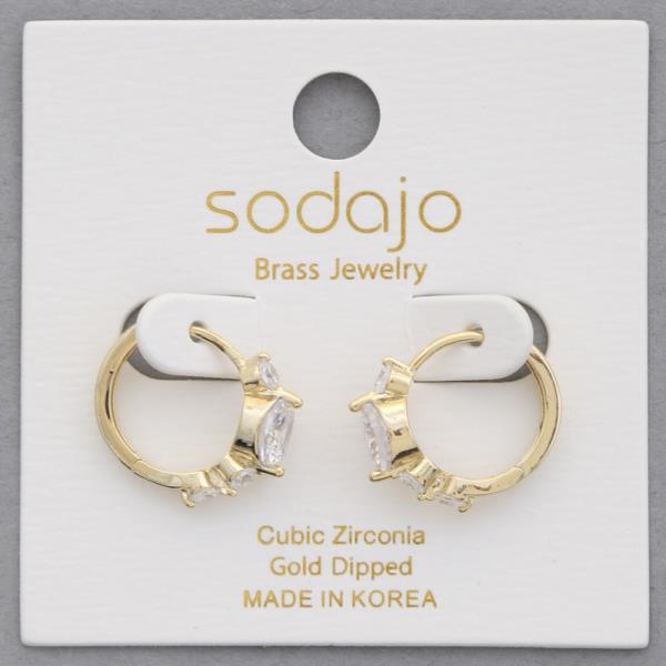 SODAJO CZ GOLD DIPPED HOOP EARRING