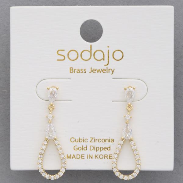 SODAJO CZ TEARDROP DANGLE GOLD DIPPED EARRING