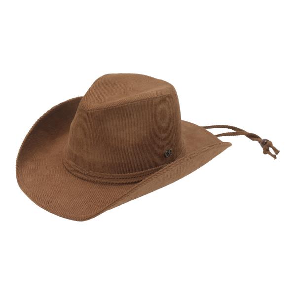 CORDUROY COWBOY HAT WITH CHIN STRAPS