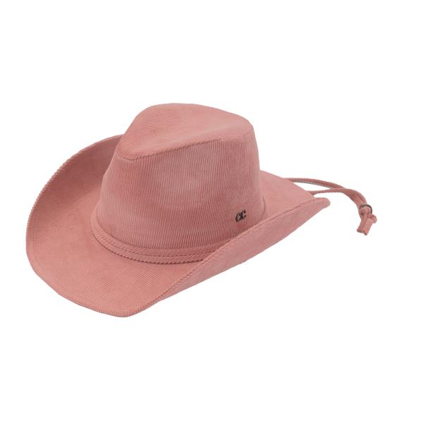 CORDUROY COWBOY HAT WITH CHIN STRAPS