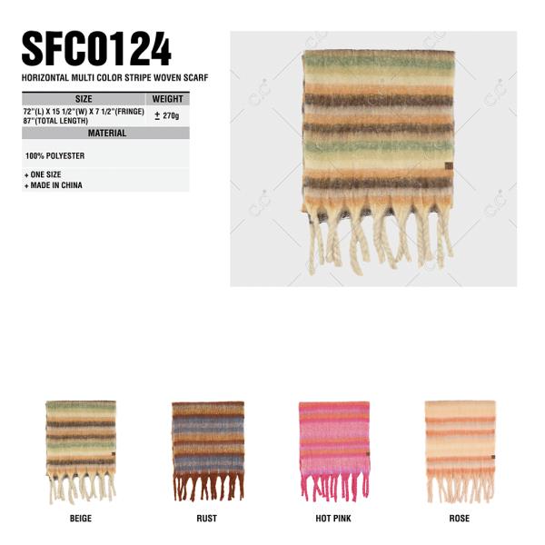 HORIZONTAL MULTI COLOR STRIPE WOVEN SCARF