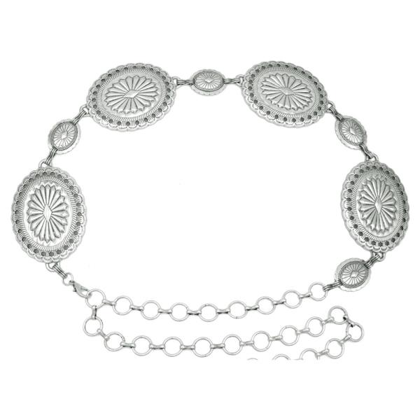 LACE FLORET EDGE OVAL CONCHO CHAIN BELT