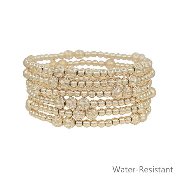 WATER-RESISTANT TEXTURED BALL ACCENT STRETCHABLE BRACELET