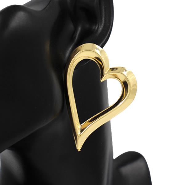 METAL WIDE HEART EARRING