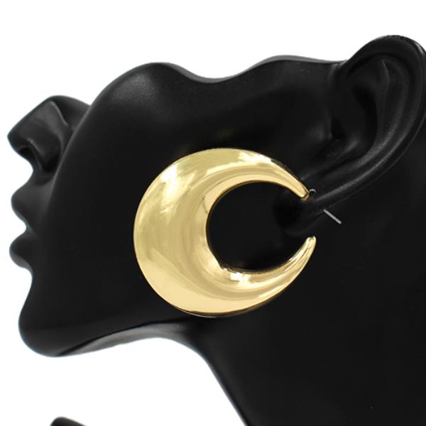 METAL WIDE C PUFFY HOOP EARRING