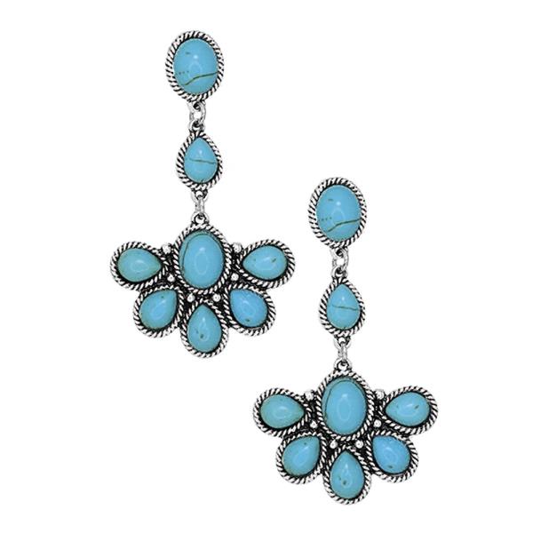 WESTERN STYLE TQ TEARDROP STONE EARRING