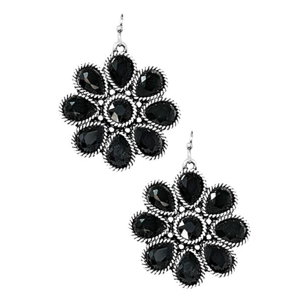 WESTERN STYLE FLOWER TQ STONE EARRING