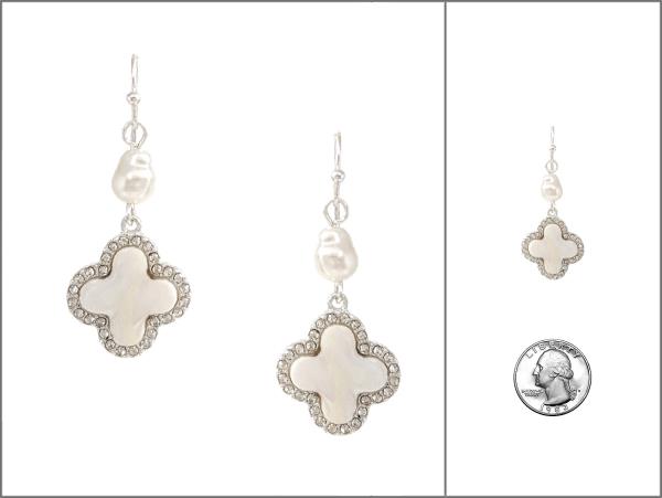 MOTHER OF PEARL CLOVER DANGLE EARRING