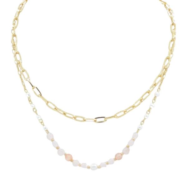 2 LAYERED METAL BEAD CHAIN NECKLACE