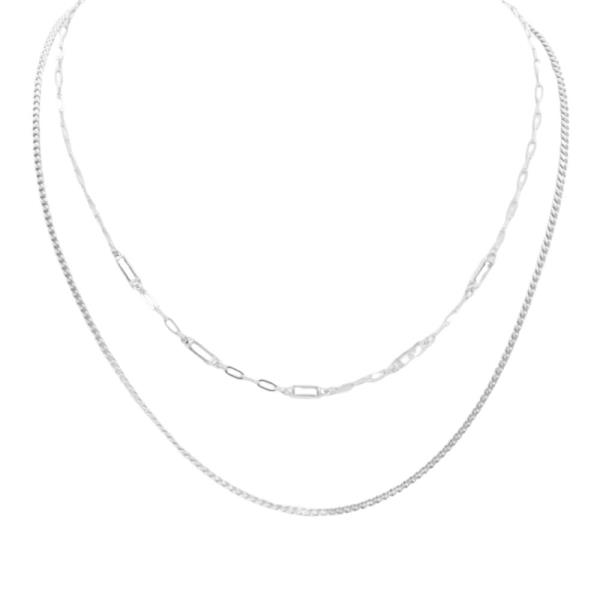 2 LAYERED METAL CHAIN NECKLACE