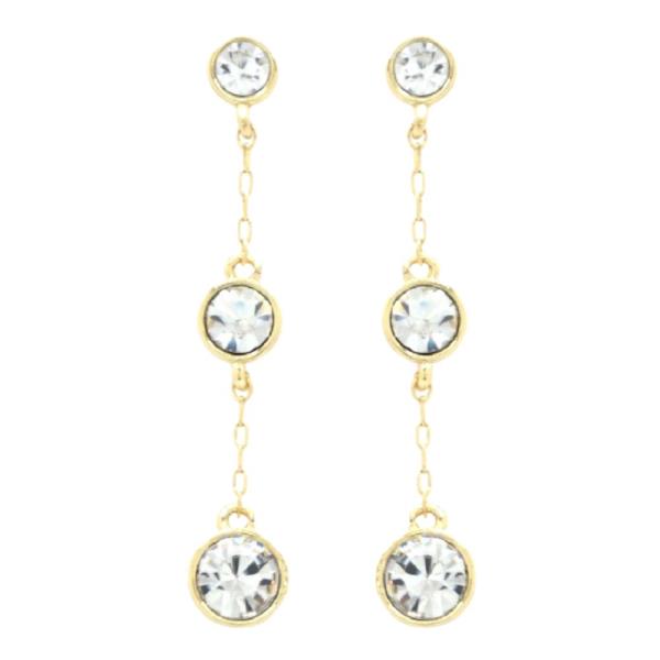 TRIPLE RHINESTONE DROP EARRING